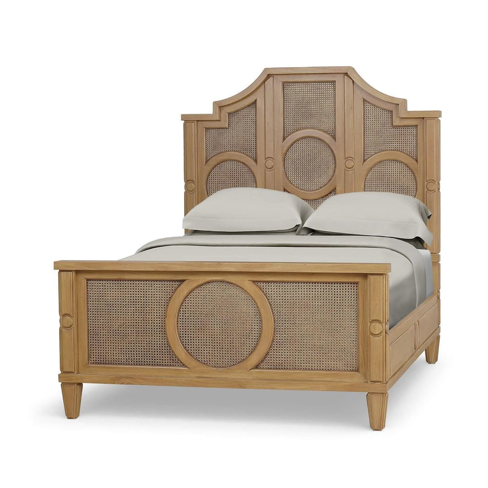 Bramble Chalfont Rattan Bed Queen in Antique French Oak w/ Rattan Glaze-Bramble-Blue Hand Home