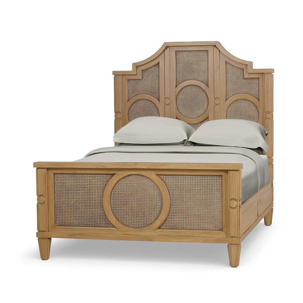 Bramble Chalfont Rattan Bed Queen in Antique French Oak w/ Rattan Glaze-Bramble-Blue Hand Home