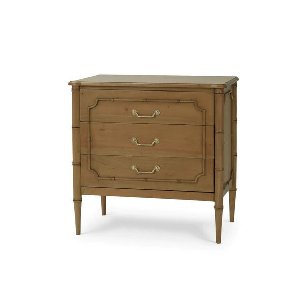 Bramble Chelsea 3 Drawer Bedside Table In Antique French Oak-Bramble-Blue Hand Home