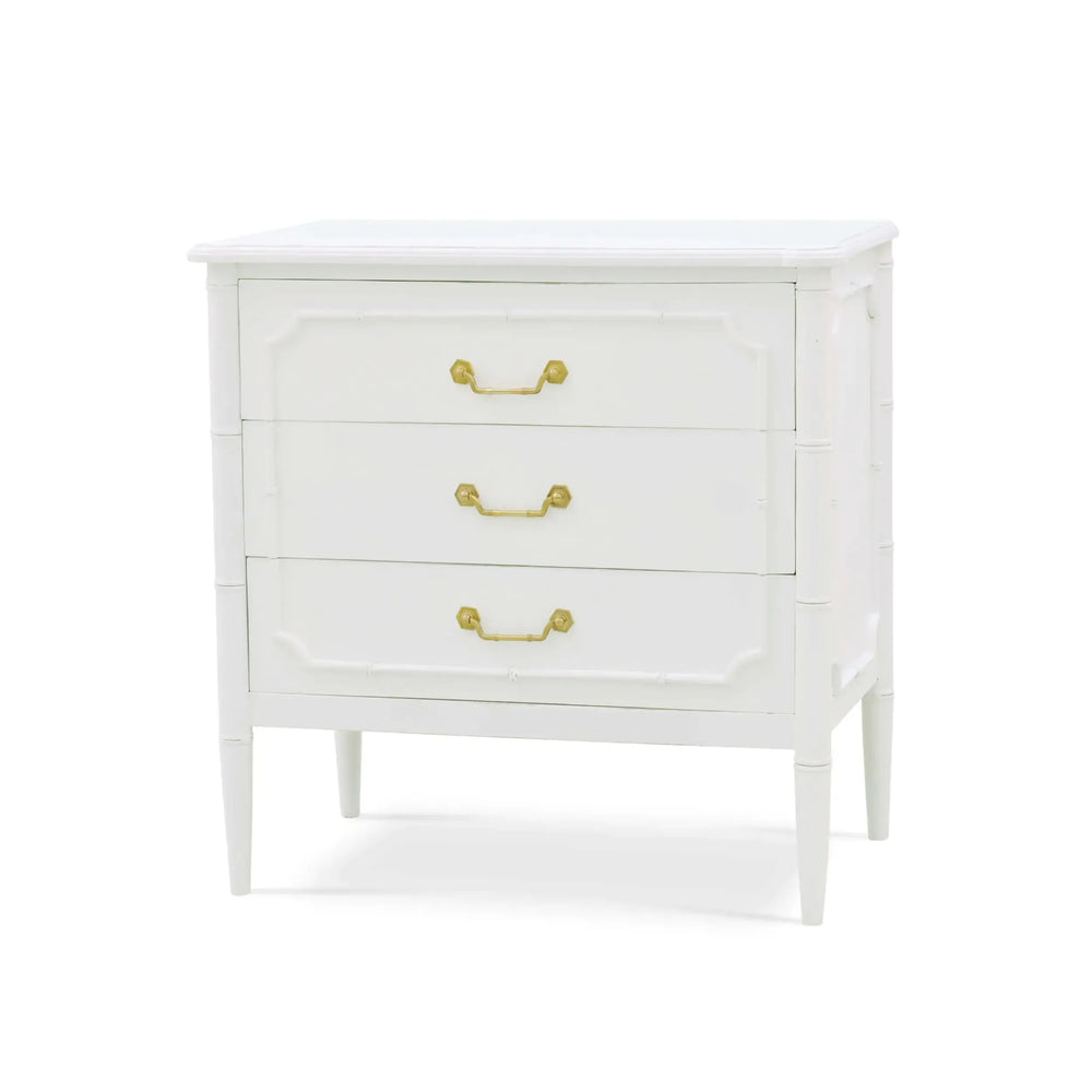 Bramble Chelsea 3 Drawer Bedside Table in Architectural White-Bramble-Blue Hand Home