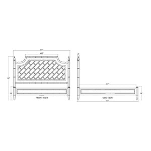 Bramble Chelsea Bed King in Architectural White-Bramble-Blue Hand Home