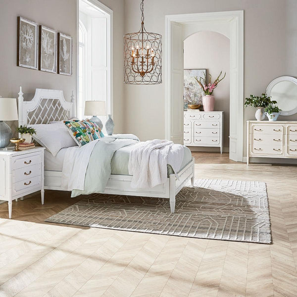 Bramble Chelsea Bed Queen in Architectural White-Bramble-Blue Hand Home