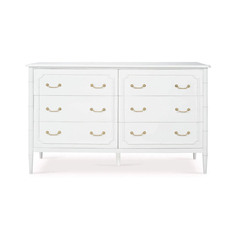 Bramble Chelsea Largish 6 Drawer Dresser in Architectural White-Bramble-Blue Hand Home