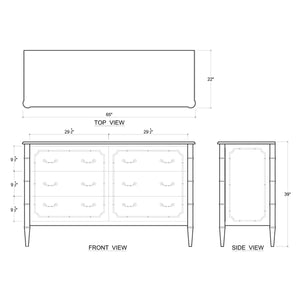 Bramble Chelsea Largish 6 Drawer Dresser in Architectural White-Bramble-Blue Hand Home
