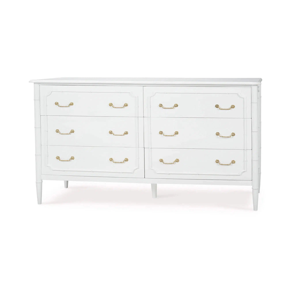 Bramble Chelsea Largish 6 Drawer Dresser in Architectural White-Bramble-Blue Hand Home