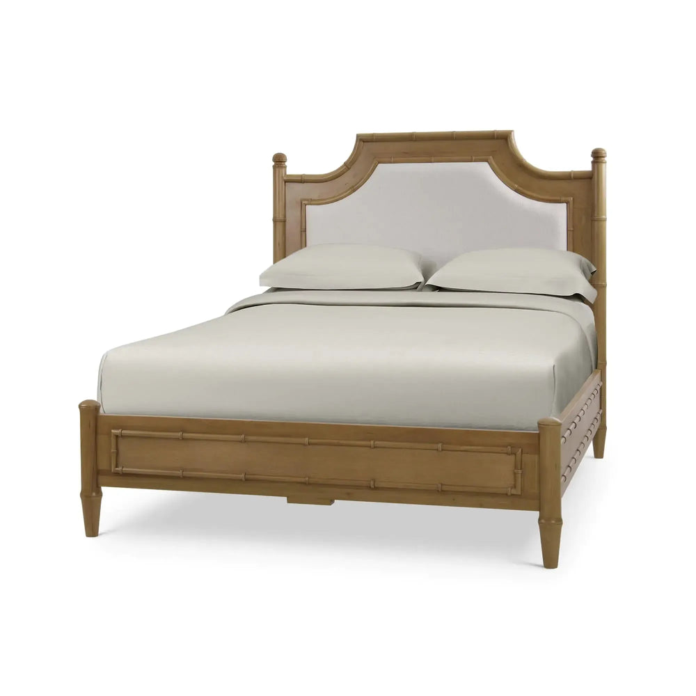 Bramble Chelsea Upholstered Bed Queen In Antique French Oak-Bramble-Blue Hand Home