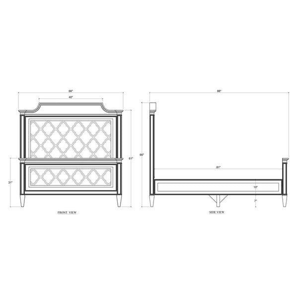 Chinois Bed Queen Handcrafted Solid Hardwood Bed Frame By-Blue Hand Home