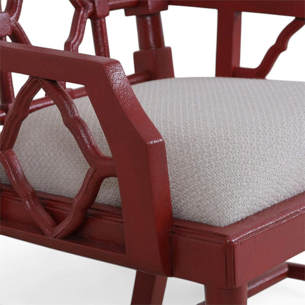 Chinois Dining Armchair in Solid Hardwood with Handcrafted Traditional Details-Blue Hand Home