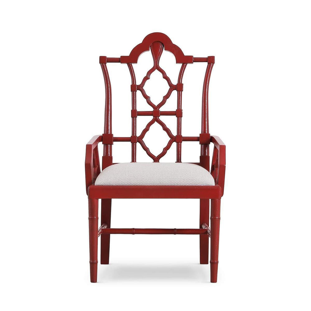 Chinois Dining Armchair in Solid Hardwood with Handcrafted Traditional Details-Blue Hand Home