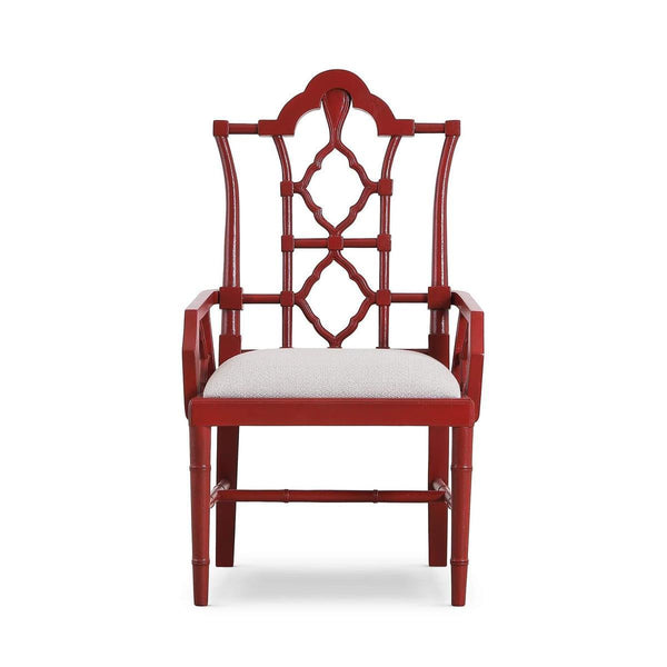 Chinois Dining Armchair in Solid Hardwood with Handcrafted Traditional Details-Blue Hand Home