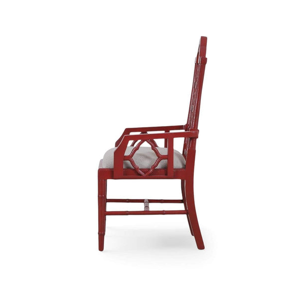 Chinois Dining Armchair in Solid Hardwood with Handcrafted Traditional Details-Blue Hand Home