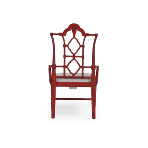 Chinois Dining Armchair in Solid Hardwood with Handcrafted Traditional Details-Blue Hand Home