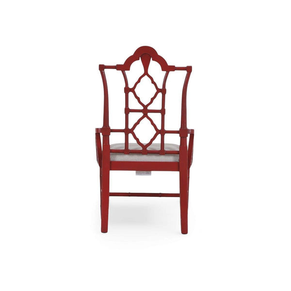 Chinois Dining Armchair in Solid Hardwood with Handcrafted Traditional Details-Blue Hand Home