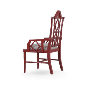 Chinois Dining Armchair in Solid Hardwood with Handcrafted Traditional Details-Blue Hand Home