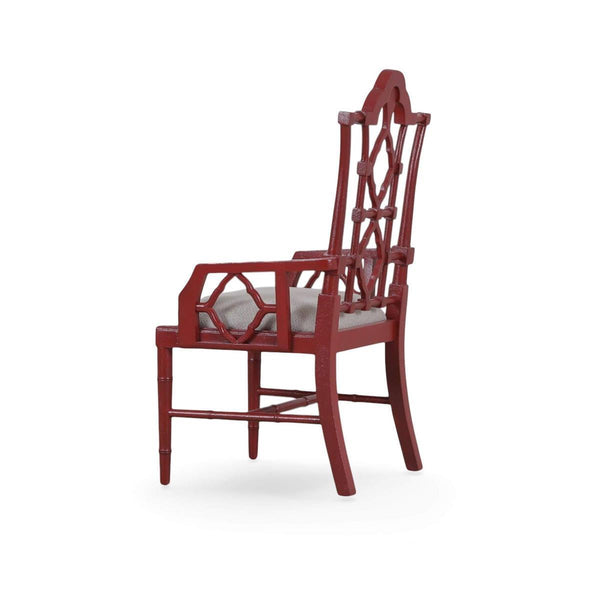 Chinois Dining Armchair in Solid Hardwood with Handcrafted Traditional Details-Blue Hand Home