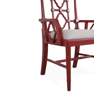 Chinois Dining Armchair in Solid Hardwood with Handcrafted Traditional Details-Blue Hand Home