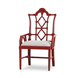 Chinois Dining Armchair in Solid Hardwood with Handcrafted Traditional Details-Blue Hand Home