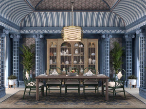 Chinois Dining Armchair w/ Upholstered Back-Blue Hand Home