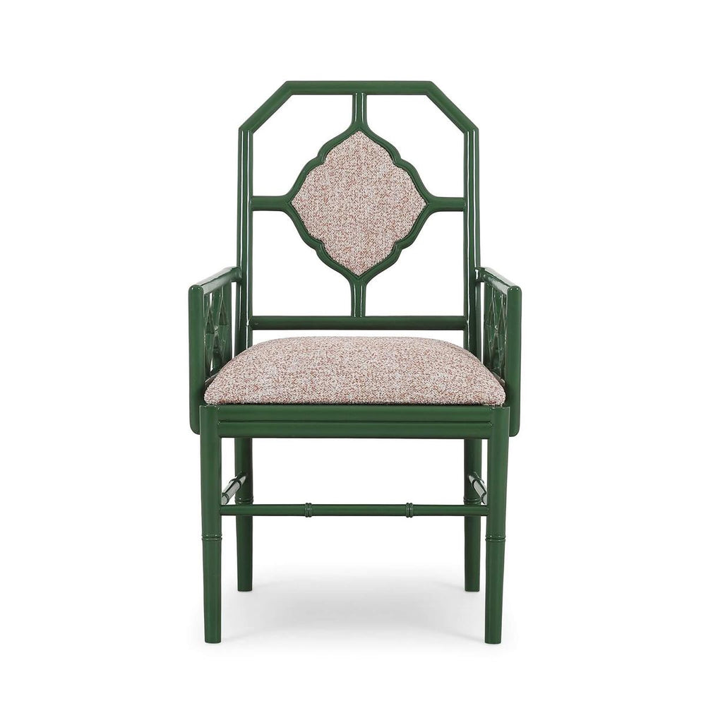 Chinois Dining Armchair w/ Upholstered Back-Blue Hand Home