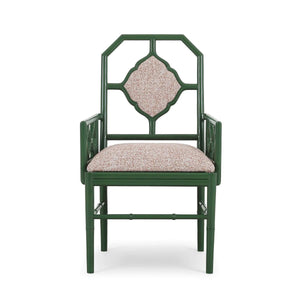 Chinois Dining Armchair w/ Upholstered Back-Blue Hand Home