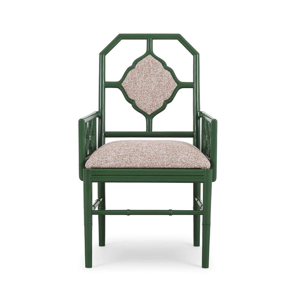Chinois Dining Armchair w/ Upholstered Back-Blue Hand Home