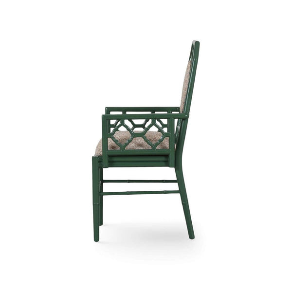 Chinois Dining Armchair w/ Upholstered Back-Blue Hand Home