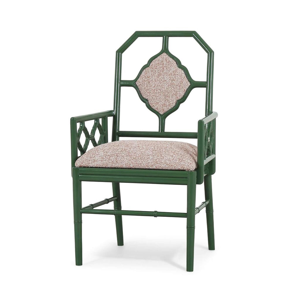 Chinois Dining Armchair w/ Upholstered Back-Blue Hand Home