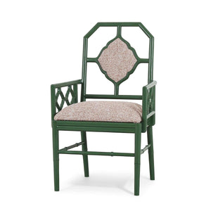 Chinois Dining Armchair w/ Upholstered Back-Blue Hand Home