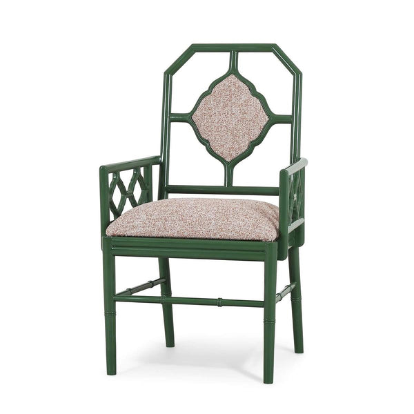 Chinois Dining Armchair w/ Upholstered Back-Blue Hand Home