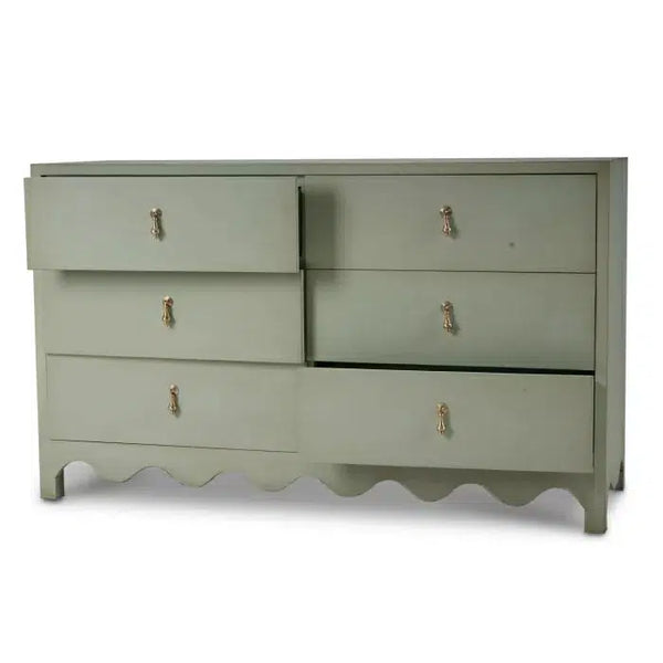 Bramble Chloe 6 Drawer Dresser in Vintage Fennel Green-Bramble-Blue Hand Home