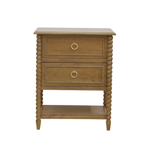 Bramble Cholet 2 Drawer Bedside Table W/ Shelf In Straw Wash-Bramble-Blue Hand Home