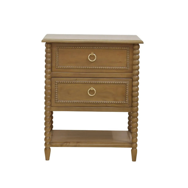 Bramble Cholet 2 Drawer Bedside Table W/ Shelf In Straw Wash-Bramble-Blue Hand Home