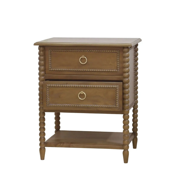 Bramble Cholet 2 Drawer Bedside Table W/ Shelf In Straw Wash-Bramble-Blue Hand Home