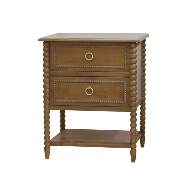 Bramble Cholet 2 Drawer Bedside Table W/ Shelf In Straw Wash-Bramble-Blue Hand Home