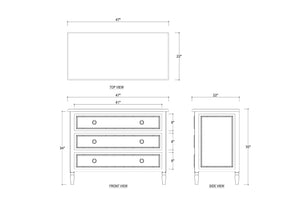 Bramble Cholet 3 Drawer Dresser In Straw Wash-Bramble-Blue Hand Home