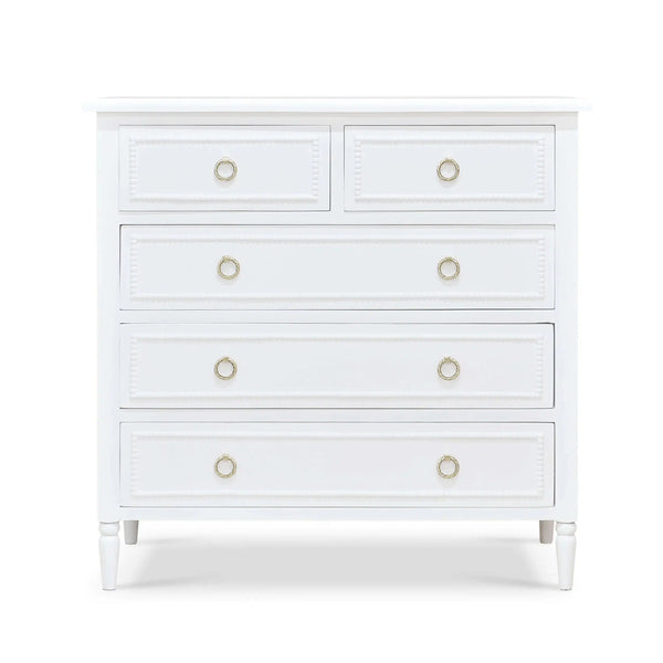 Bramble Cholet 5 Drawer Dresser in Architectural White-Bramble-Blue Hand Home