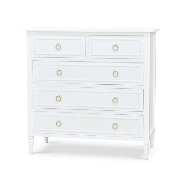Bramble Cholet 5 Drawer Dresser in Architectural White-Bramble-Blue Hand Home