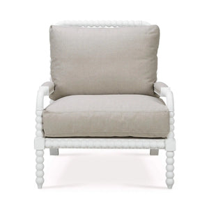 Bramble Cholet Arm Chair In Architectural White W/ Camelot Performance Fabric-Bramble-Blue Hand Home