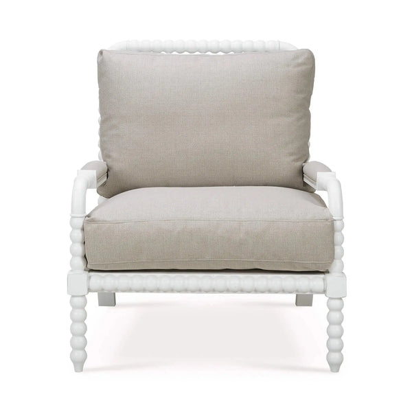 Bramble Cholet Arm Chair In Architectural White W/ Camelot Performance Fabric-Bramble-Blue Hand Home