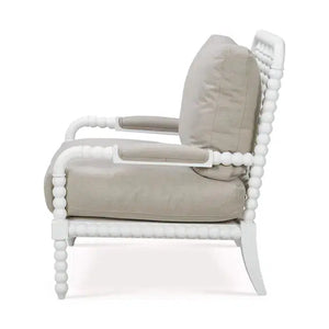 Bramble Cholet Arm Chair In Architectural White W/ Camelot Performance Fabric-Bramble-Blue Hand Home