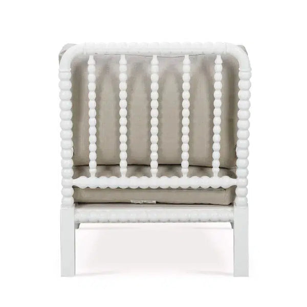 Bramble Cholet Arm Chair In Architectural White W/ Camelot Performance Fabric-Bramble-Blue Hand Home