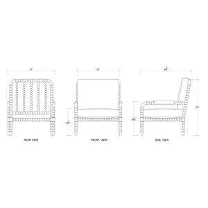 Bramble Cholet Arm Chair In Architectural White W/ Camelot Performance Fabric-Bramble-Blue Hand Home