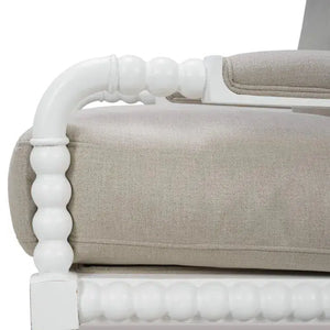 Bramble Cholet Arm Chair In Architectural White W/ Camelot Performance Fabric-Bramble-Blue Hand Home