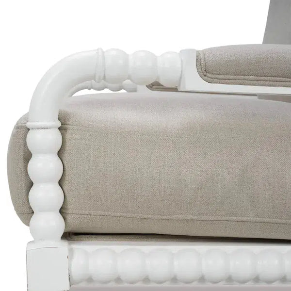 Bramble Cholet Arm Chair In Architectural White W/ Camelot Performance Fabric-Bramble-Blue Hand Home