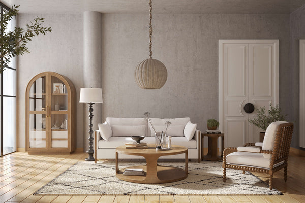 Bramble Cholet Arm Chair In Straw Wash W/ Arctic White Performance Fabric-Bramble-Blue Hand Home