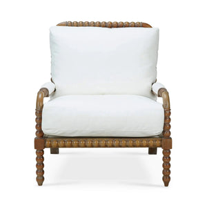 Bramble Cholet Arm Chair In Straw Wash W/ Arctic White Performance Fabric-Bramble-Blue Hand Home