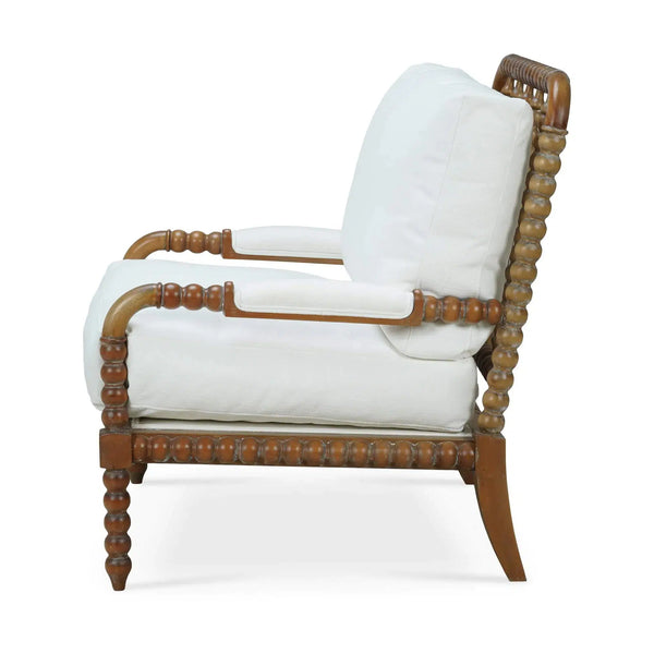 Bramble Cholet Arm Chair In Straw Wash W/ Arctic White Performance Fabric-Bramble-Blue Hand Home