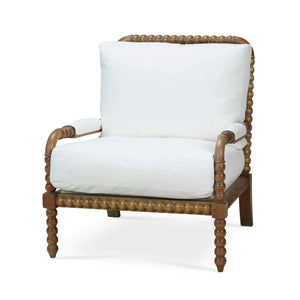 Bramble Cholet Arm Chair In Straw Wash W/ Arctic White Performance Fabric-Bramble-Blue Hand Home