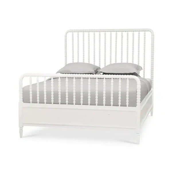 Bramble Cholet Bed Queen in Architectural White-Bramble-Blue Hand Home