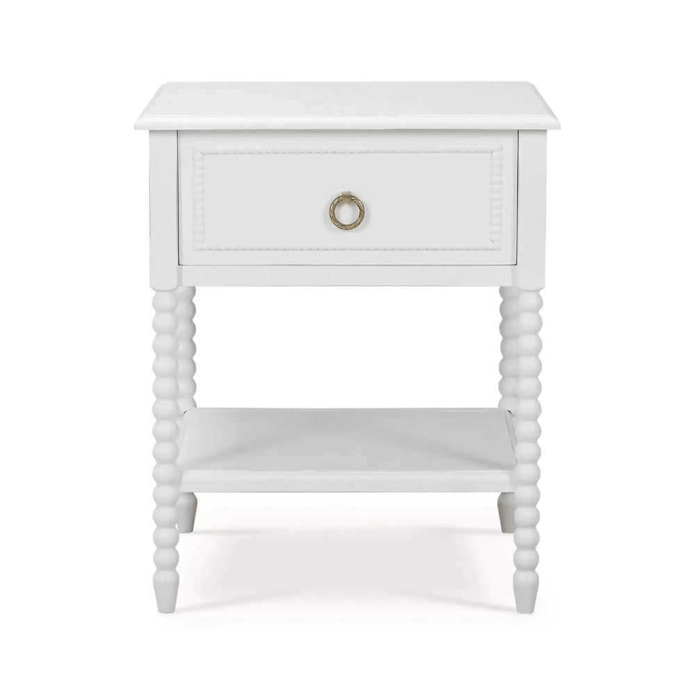 Bramble Cholet Bedside Table in Architectural White-Bramble-Blue Hand Home